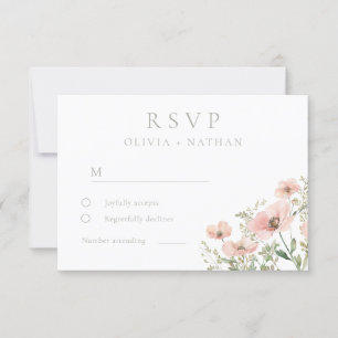 Cartão RSVP Casamento de Flores Selvagens Rosa e Blush