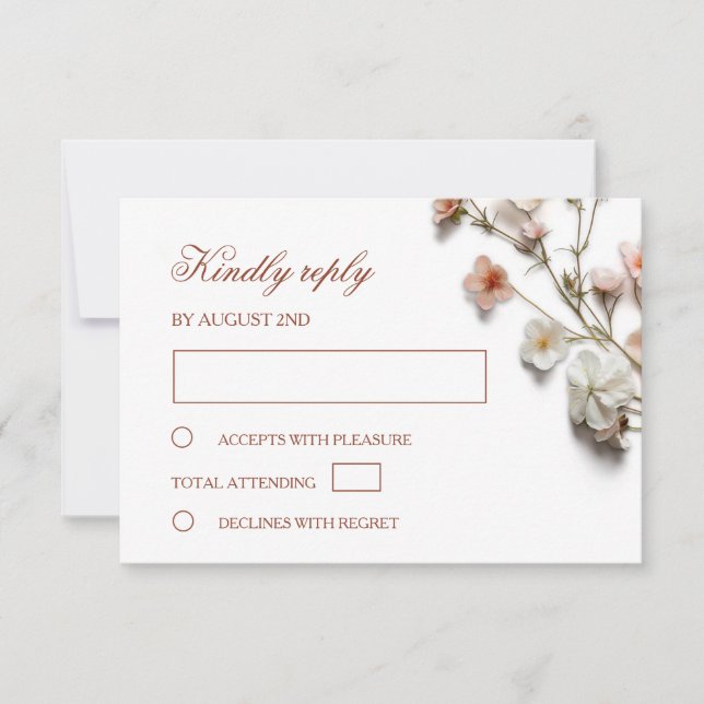 Cartão RSVP Casamento de Flores Silvestres 3D (Frente)