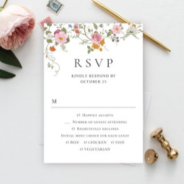Cartão RSVP Casamento de Flores Silvestres Boho Rosa Pastel El