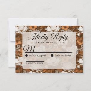 Cartão RSVP Casamento de Flores Silvestres com Tema de Gardeni