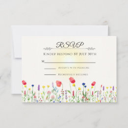 Cartão RSVP Casamento de Flores Silvestres do Prado Caprichoso