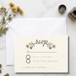 Cartão RSVP Casamento de Flores Silvestres no Campo