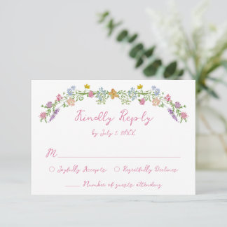Cartão RSVP Casamento de Flores Silvestres no Jardim Caprichos