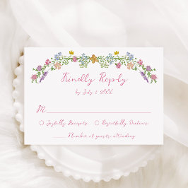 Cartão RSVP Casamento de Flores Silvestres no Jardim Caprichos