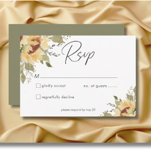 Cartão RSVP Casamento de Flores Solares de Boho Grande e Russo