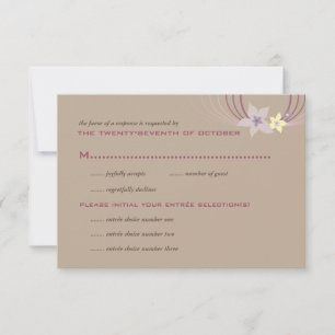 Cartão RSVP Casamento de Flores Tropicais Roxas Ikebana Frangi