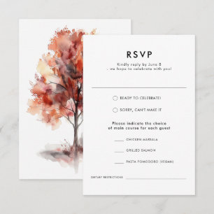 Cartão RSVP Casamento de Floresta ao Ar Livre Moderno em Queda