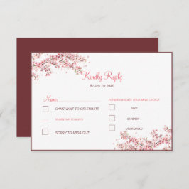 Cartão RSVP Casamento de Floresta de Cereja Elegante