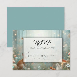 Cartão RSVP Casamento de Floresta Encantada de Teal e Peach