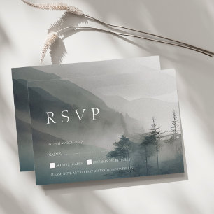Cartão RSVP Casamento de Floresta Estética de Montanha Escura