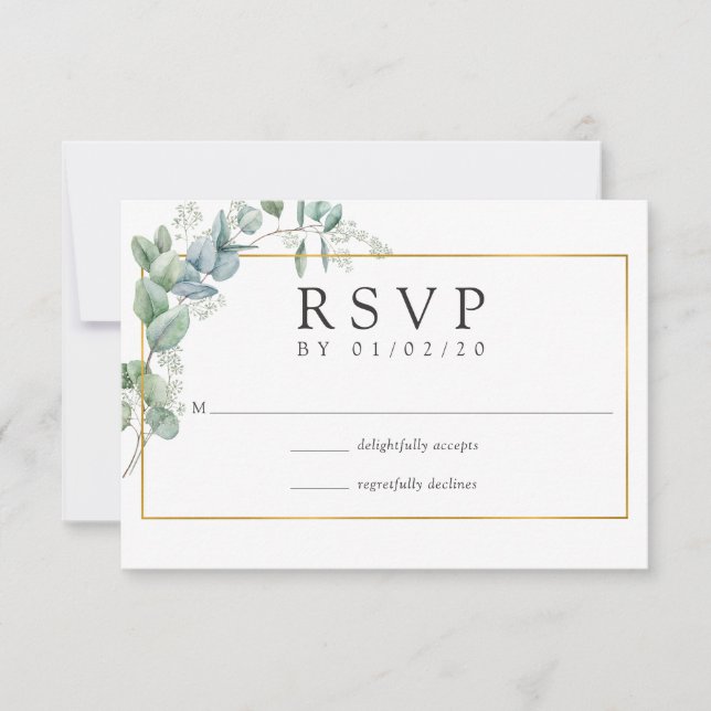 Cartão RSVP Casamento de floresta Eucalyptus Forest Greenery (Frente)
