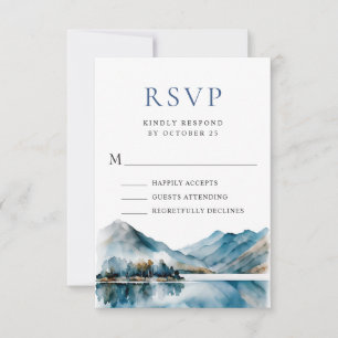 Cartão RSVP Casamento de Floresta nas Montanhas Elegante de Aq
