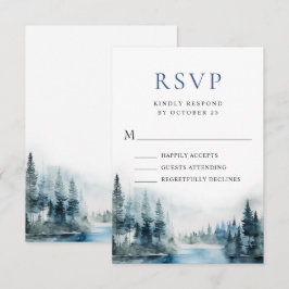Cartão RSVP Casamento de Floresta nas Montanhas Elegante de Aq