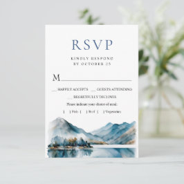 Cartão RSVP Casamento de Floresta nas Montanhas Elegante de Aq