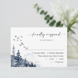 Cartão RSVP Casamento de Floresta nas Montanhas Elegante de Aq