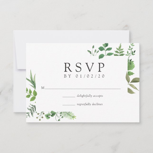 Cartão RSVP Casamento de Floresta Verdejante (Frente)