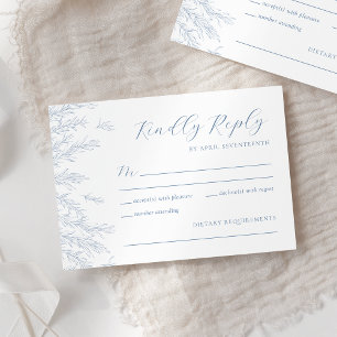 Cartão RSVP Casamento de Folgas Mínimas Azuis Modernas