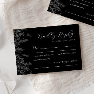 Cartão RSVP Casamento De Folgas Mínimas Modernas Pretas E Bran