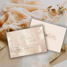 Cartão RSVP Casamento de Folha de Palmeira Tropical com Dourad