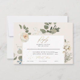 Cartão RSVP Casamento de Folhagem Botânica Floral Suave