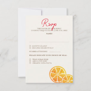 Cartão RSVP Casamento de Folhagem de Citrino com Limão Fresco