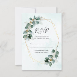 Cartão RSVP Casamento de Folhagem Geométrica de Eucalyptus Wat
