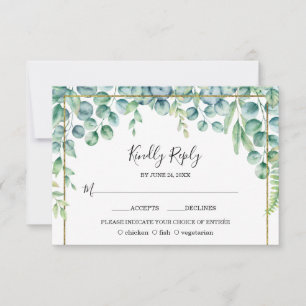 Cartão RSVP Casamento de Folhas de Eucalipto Luxuriante em Mol