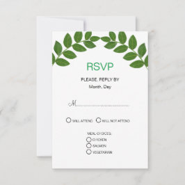 Cartão RSVP Casamento de Folhas de Louro Verde