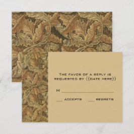 Cartão RSVP Casamento de Folhas de Outono Quentes Vitorianas A