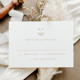 Cartão RSVP Casamento de Folhas de Verdura Monograma Elegante