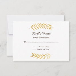 Cartão RSVP Casamento de Folhas Douradas Elegantes