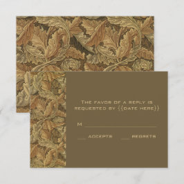 Cartão RSVP Casamento de Folhas Quentes de Outono Vitoriano An