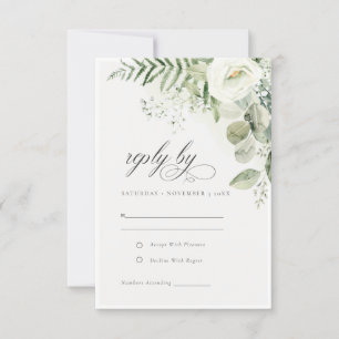 Cartão RSVP Casamento de Foliage Fern Eucalyptus Greenery