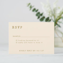 Cartão RSVP Casamento de Font da Máquina de Letras de Ochre Mi