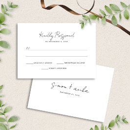 Cartão RSVP Casamento de Font Moderno Minimalista Elegante