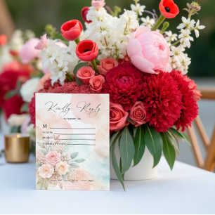 Cartão RSVP Casamento de Formas Abstratas Florais em Aquarela