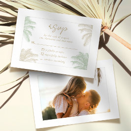 Cartão RSVP Casamento de Foto Boho da Árvore Tropical de Water