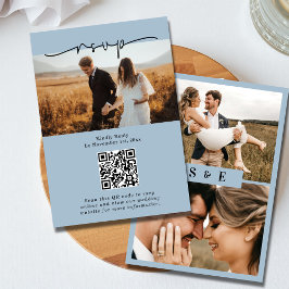 Cartão RSVP Casamento de Foto com Código QR Minimalista Dusty