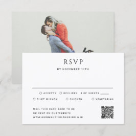 Cartão RSVP Casamento de Foto com Código QR Simples Moderno