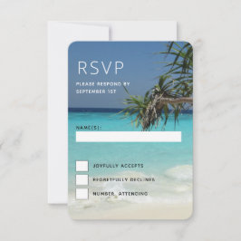 Cartão RSVP Casamento de Foto da Cena de Praia do Oceano Azul 