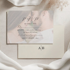 Cartão RSVP Casamento de Foto de Marfim