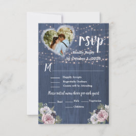 Cartão RSVP Casamento de Foto Floral Romântica Rustic