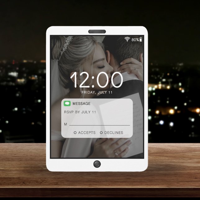 Cartão RSVP Casamento de Fotografia da Tela de Bloqueio de Tel (Cell Phone Lock Screen Photo Wedding RSVP Card
)