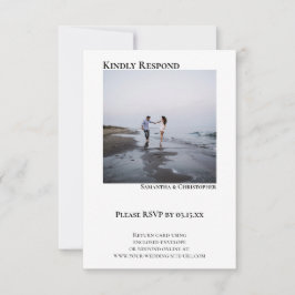 Cartão RSVP Casamento de Fotografias Moderno Minimalista Simpl