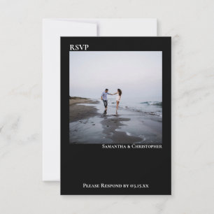 Cartão RSVP Casamento de Fotografias Simples e Minimalista Pre
