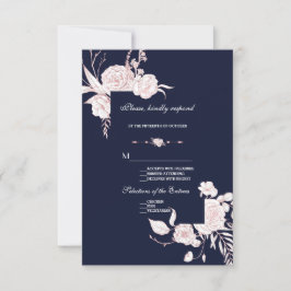 Cartão RSVP Casamento de Frame das Flores Brancas Douradas Ele