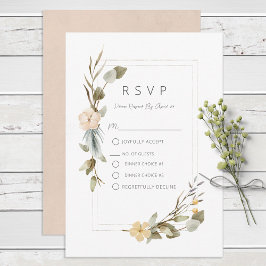 Cartão RSVP Casamento de Frame Floral de Boho Seco