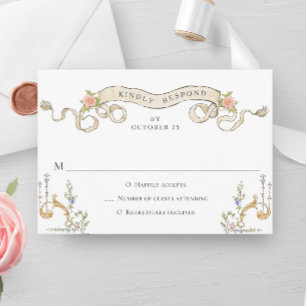 Cartão RSVP Casamento de Frame Floral, Ornamentado Vitoriano G