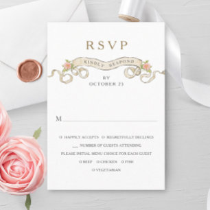 Cartão RSVP Casamento de Frame Floral, Ornamentado Vitoriano G