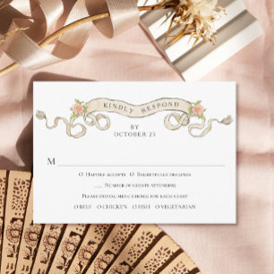 Cartão RSVP Casamento de Frame Floral, Ornamentado Vitoriano G